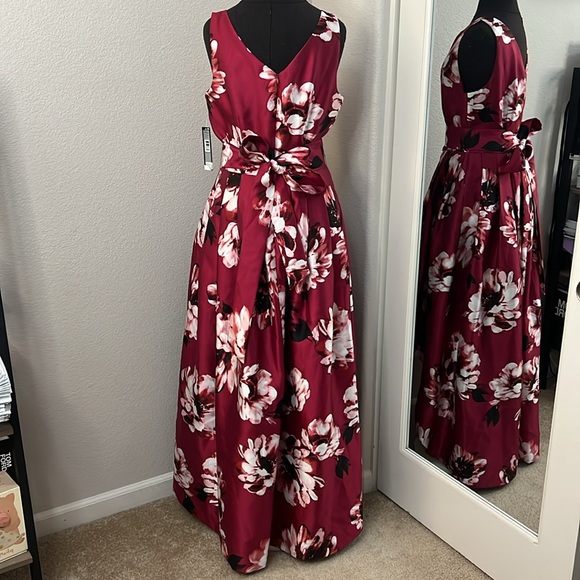 Tahari Arthur S. Levine Floral Mikado High Low Dress Size 12 - Picture 6 of 14